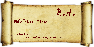 Mádai Alex névjegykártya